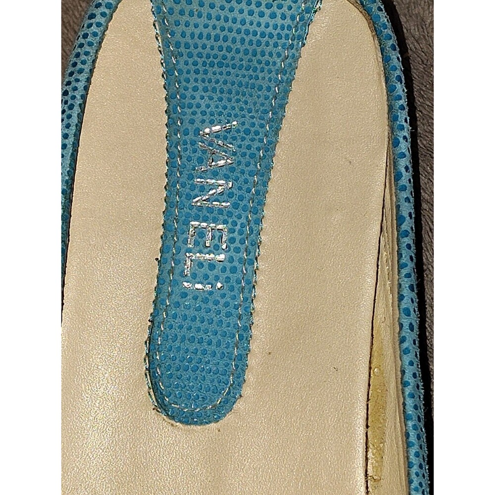 VANELi Turquoise Blue Lizard Embossed Leather Mules Loafers Women’s Size 9 A - Picture 2 of 14